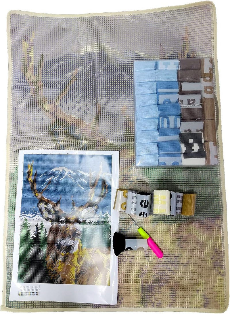 ZFFLYH طقم خطاف الغزلان، طقم خطاف كبير للحرف اليدوية للبالغين بنمط قماش مطبوع بتقنية 3D 85سمX63سم/33.5X25بوصة - Image 5